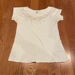 Rebecca Taylor White Crinkle Gem Tee XS